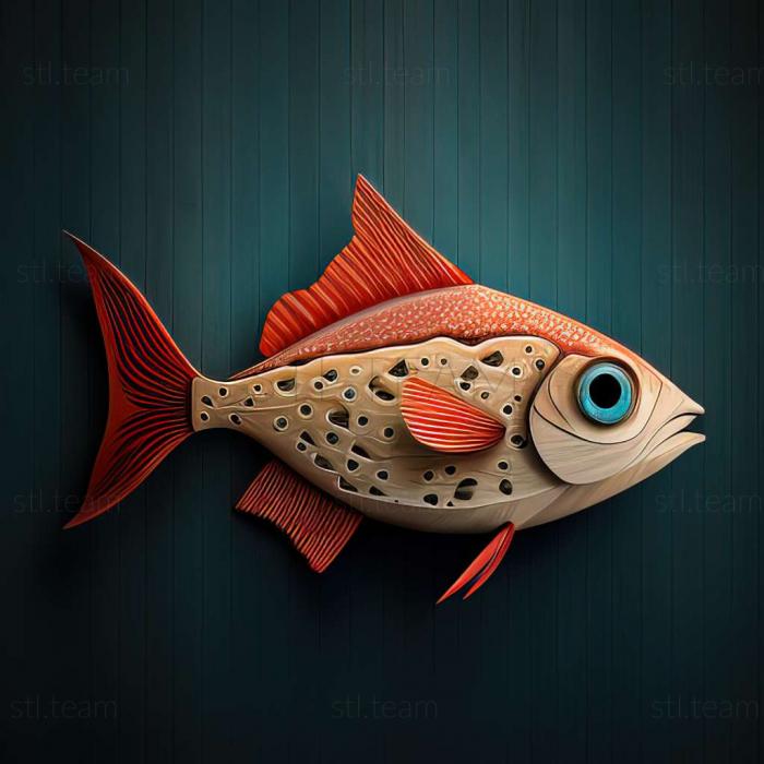 3D модель Червона плямиста тетра рибка (STL)
